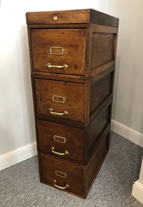 Antique Vintage Stacking Wooden Filing Cabinet Drawers