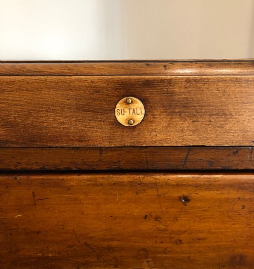 fig 2. Antique Vintage Stacking Wooden Filing Cabinet Drawers
