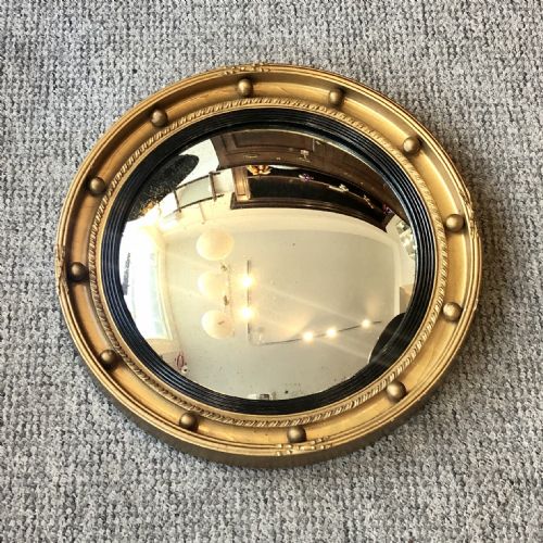 Antique Regency Style Gilt Convex Wall Mirror