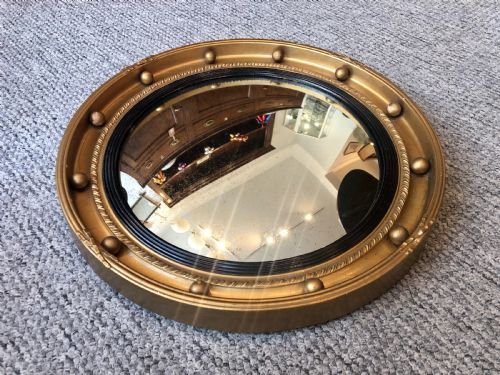 fig 1. Antique Regency Style Gilt Convex Wall Mirror