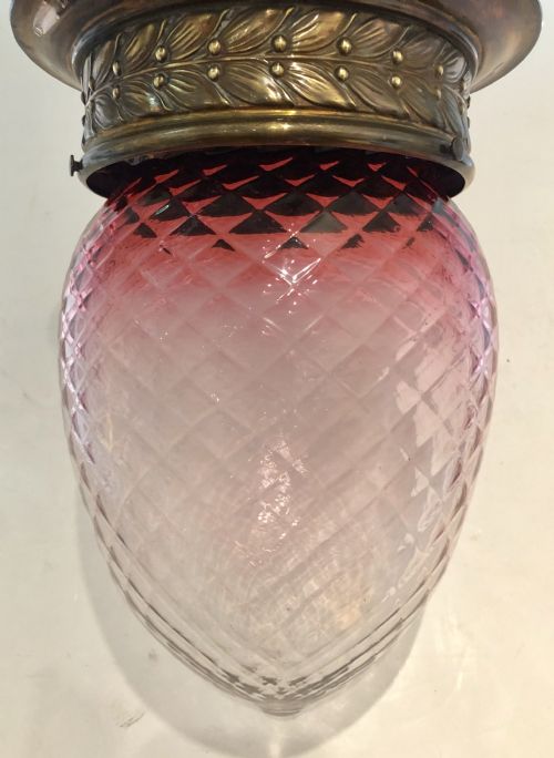 fig 2. Antique Victorian Cranberry Glass Hall Lantern