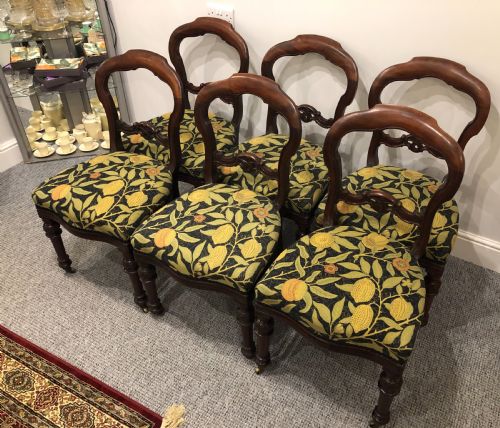fig 2. Set of 6 Antique Victorian Mahogany Balloon Back Dining Chairs
