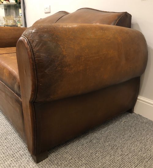 fig 2. Antique French Moustache Back Leather Club Sofa