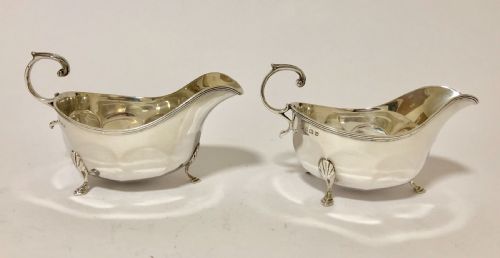 fig 1. Pair of Antique Solid Sterling Silver Sauce Boats