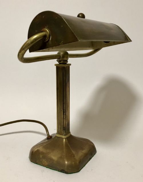 fig 1. Original Antique Brass Bankers Desk Lamp