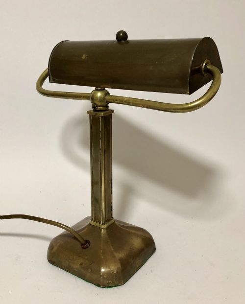 fig 2. Original Antique Brass Bankers Desk Lamp