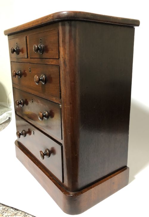 fig 1. Antique Victorian Miniature Apprentice Mahogany Chest of Drawers