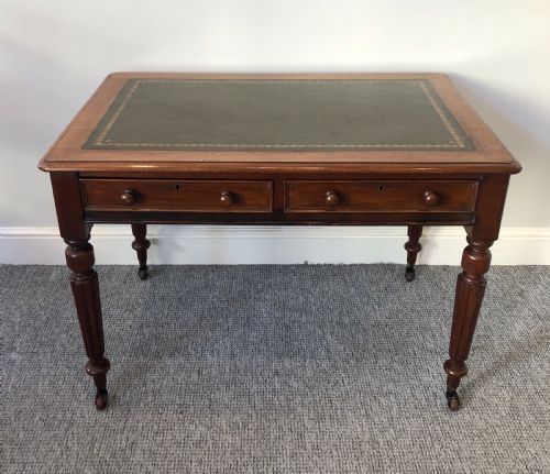 Antique Victorian Mahogany Two Drawer Writing Desk