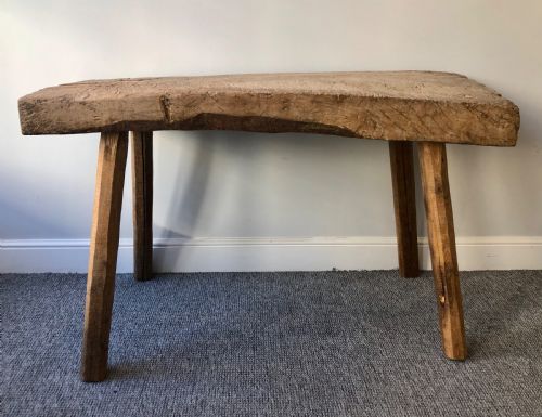 Superb Primitive Slab Top Butchers Table