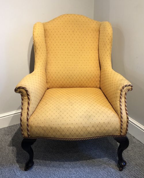 Victorian Queen Anne Style Wing Armchair