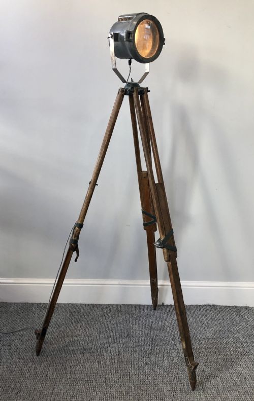 WWI Industrial Lorry Lamp Mounted to a Tripod