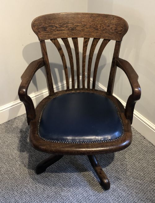 fig 1. Antique Edwardian Oak Swivel Desk Chair