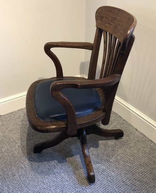fig 2. Antique Edwardian Oak Swivel Desk Chair