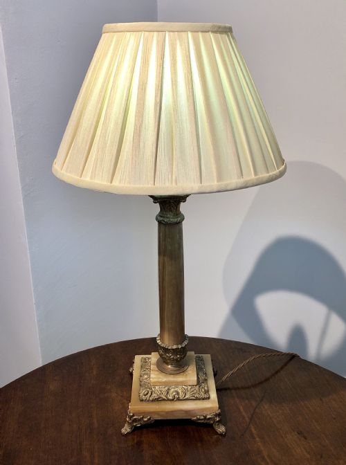 Antique Marble Corinthian Column Table Lamp