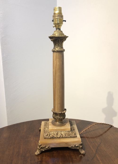 fig 1. Antique Marble Corinthian Column Table Lamp