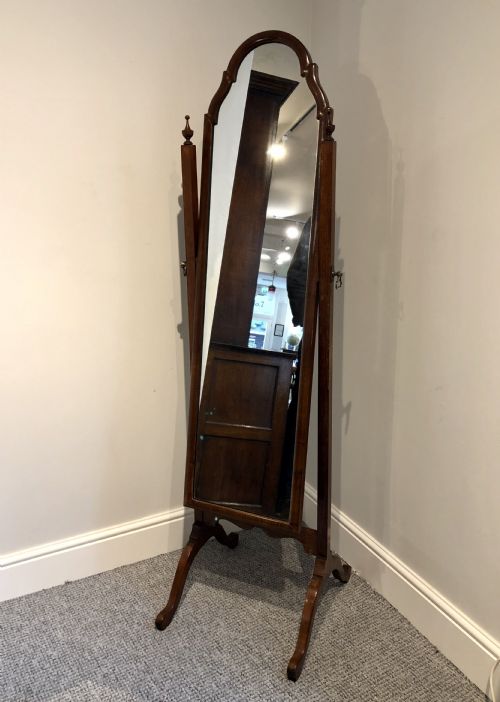 fig 1. Edwardian Walnut Framed Cheval Mirror