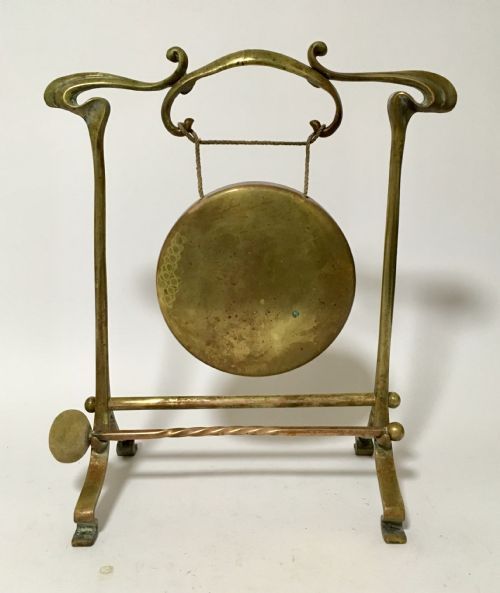 Antique Brass Art Nouveau Table Dinner Gong