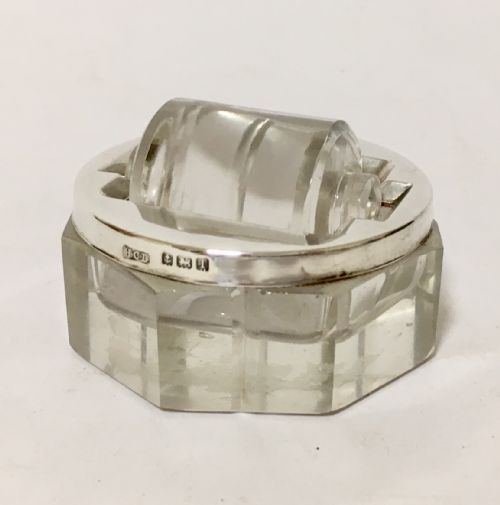 Antique Sterling Silver and Glass Stamp Wetter Roller