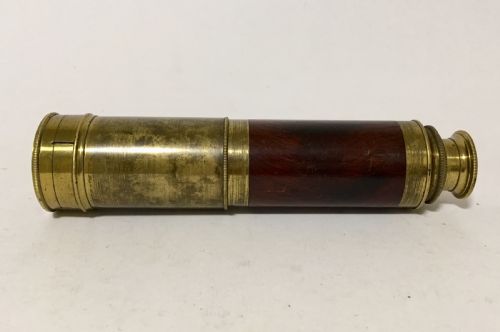 Small Antique Brass and Mahogany Three Draw Telescope