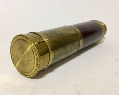 fig 1. Small Antique Brass and Mahogany Three Draw Telescope