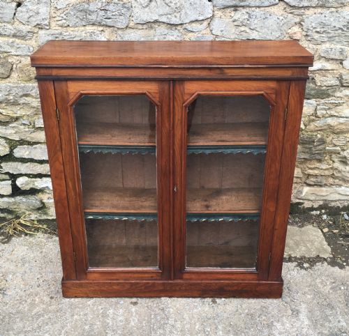 fig 1. Antique Victorian Walnut Glazed Bookcase