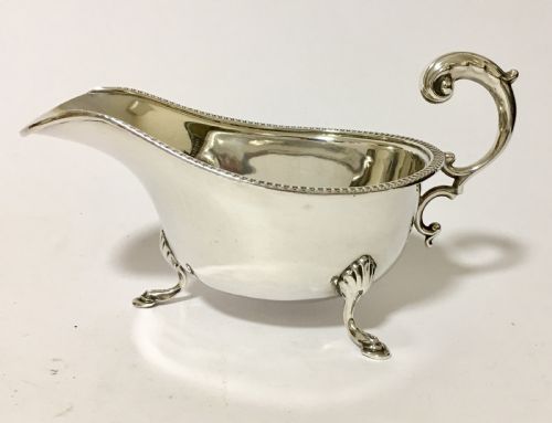 fig 1. Antique Solid Sterling Silver Sauce Boat London 1936