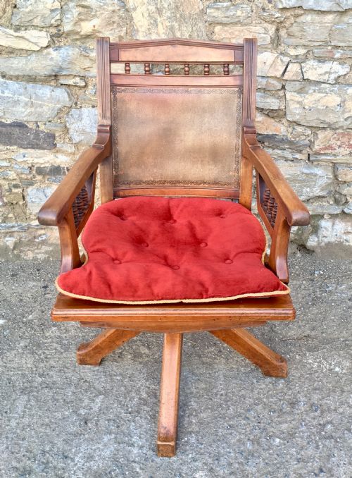 fig 1. Antique Edwardian Swivel Office Desk Chair