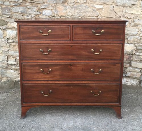 Antique Georgian Mahogany Crossbanded Chest of Drawers