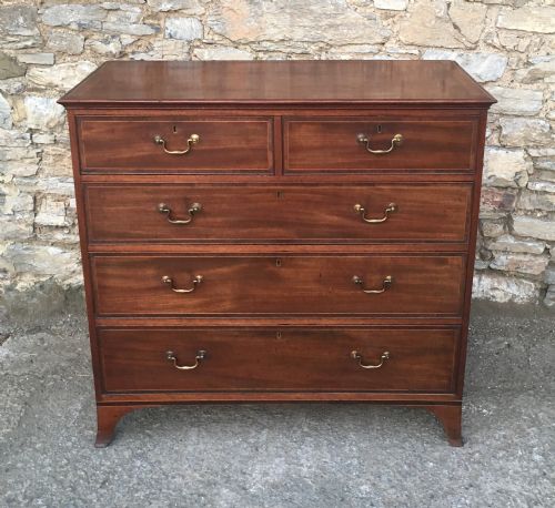 fig 1. Antique Georgian Mahogany Crossbanded Chest of Drawers