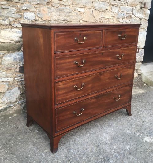 fig 2. Antique Georgian Mahogany Crossbanded Chest of Drawers