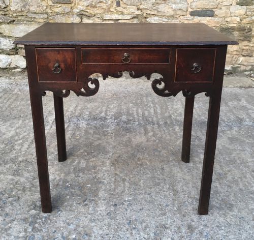 Antique 18th Century Oak Lowboy with Fretwork Frieze