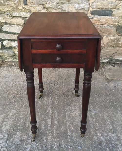fig 1. Antique Victorian Two Drawer Drop Flap Work Table