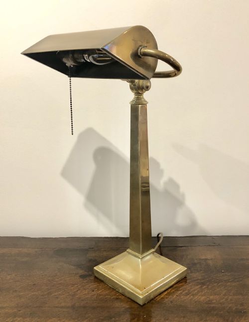 Exceptionally Large Antique Brass Bankers Desk Lamp