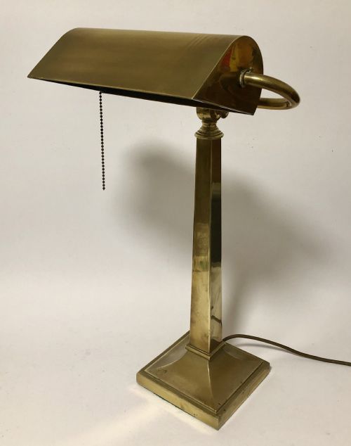 fig 1. Exceptionally Large Antique Brass Bankers Desk Lamp