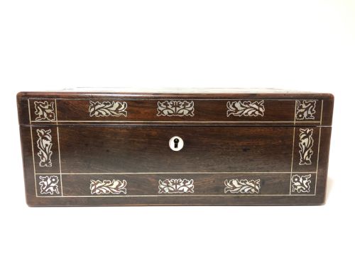 fig 1. Antique Rosewood and Mother of Pearl Writing Slope Box