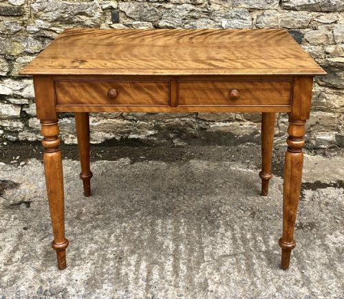 Victorian Satinwood Two Drawer Side Table