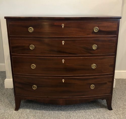 fig 1. Antique Georgian Regency Mahogany Bow Front Chest of Drawers