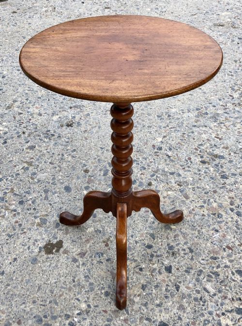 Antique Victorian Mahogany Bobbin Turned Tilt Top Occasional Table