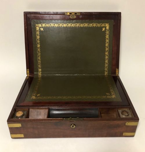Victorian Mahogany Brass Bound Writing Slope Box with Secret Drawer
