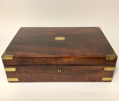 fig 1. Victorian Mahogany Brass Bound Writing Slope Box with Secret Drawer