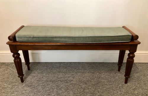 Antique Victorian Mahogany Window Bench Seat with Cushion