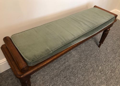fig 1. Antique Victorian Mahogany Window Bench Seat with Cushion