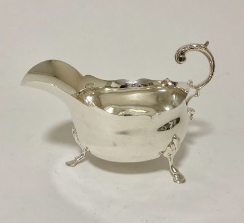 Large Antique Solid Sterling Silver Sauce Boat Chester 1912