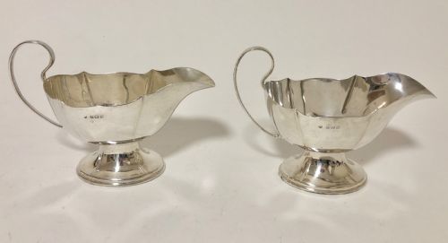 Pair of Antique Solid Silver Sauce Boats