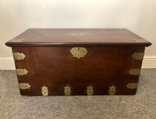 fig 1. Antique Anglo Indian Brass Bound Teak Chest