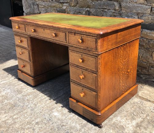 fig 2. Antique Oak Pedestal Writing Desk