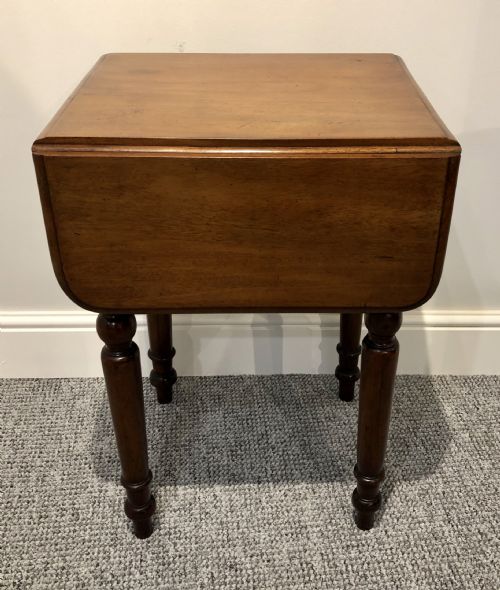 fig 1. Small Antique Victorian Two Drawer Drop Flap Work Table