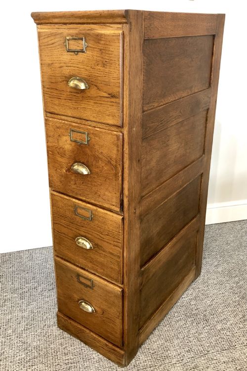 Antique Oak Four Drawer Filing Cabinet