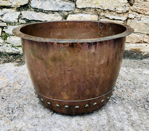 Large Antique Riveted Copper Boiler