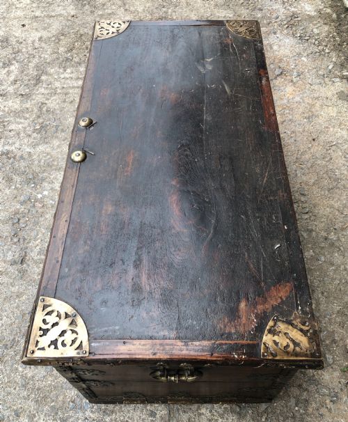 fig 2. Antique Zanzibar Padouk Wood Studded Dowry Chest